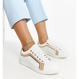 D/GMR White and gold Amala platform sneakers 1