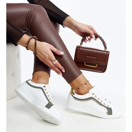 D/GMR White and green sneakers on the Amala platform 1