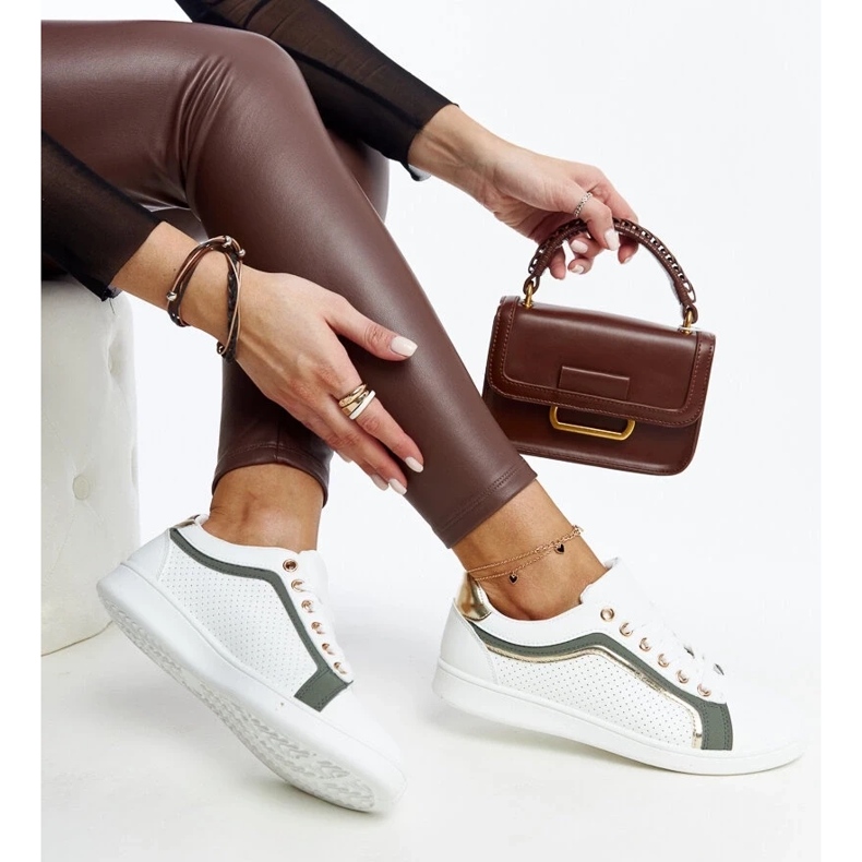 D/GMR White and green sneakers on the Amala platform 1