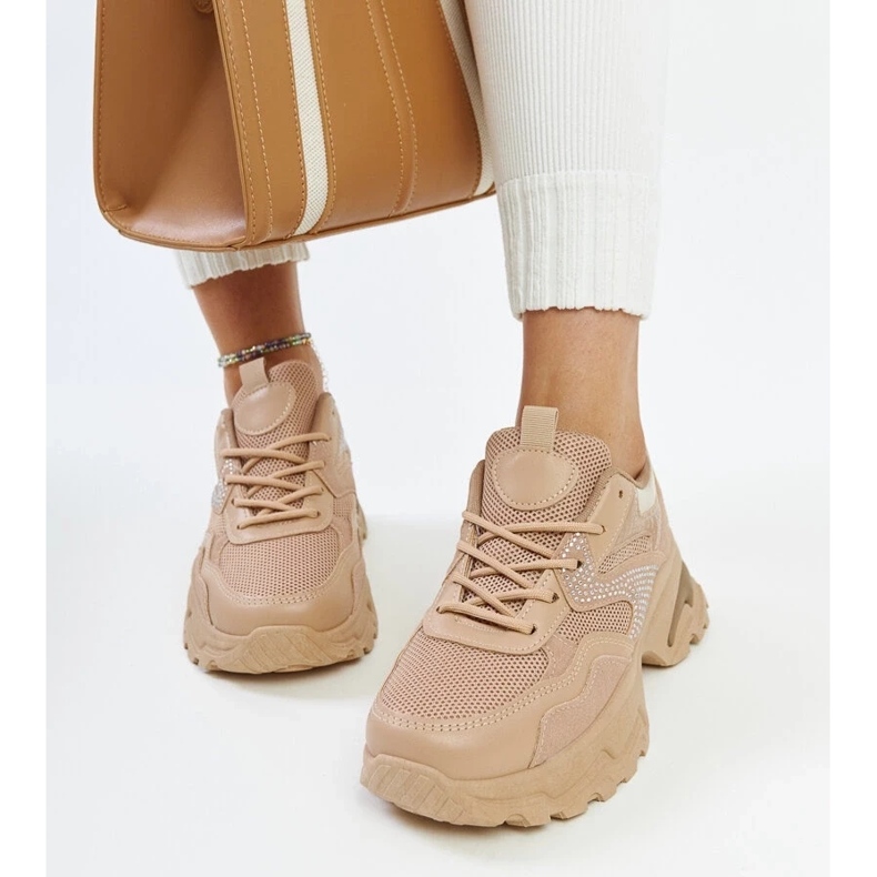 D/GMR Brown platform sneakers decorated with Maras zircons 2