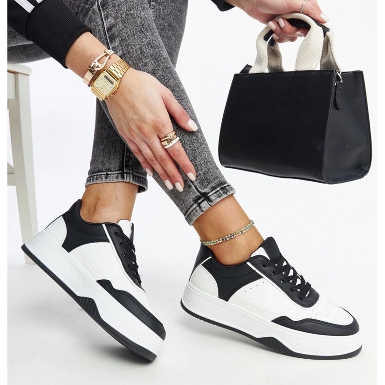 D/GMR White and black sneakers with a thick Rumai sole 2