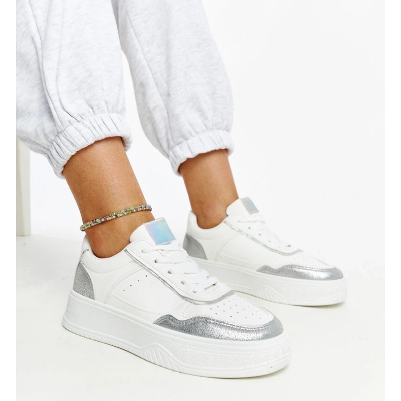 D/GMR White and silver sneakers with a thick Rumai sole 1