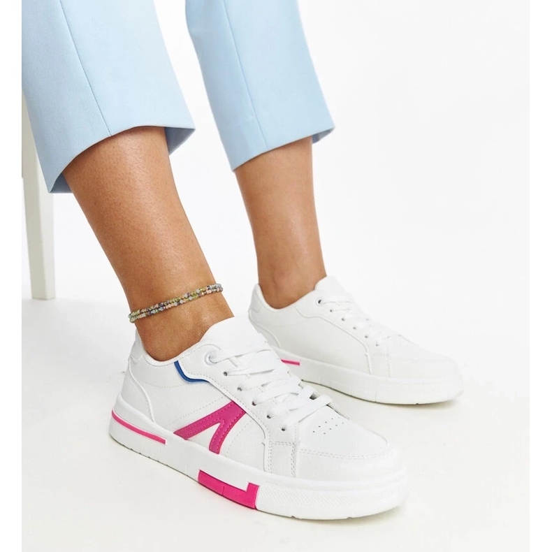 D/GMR White sneakers with zorica pink 1