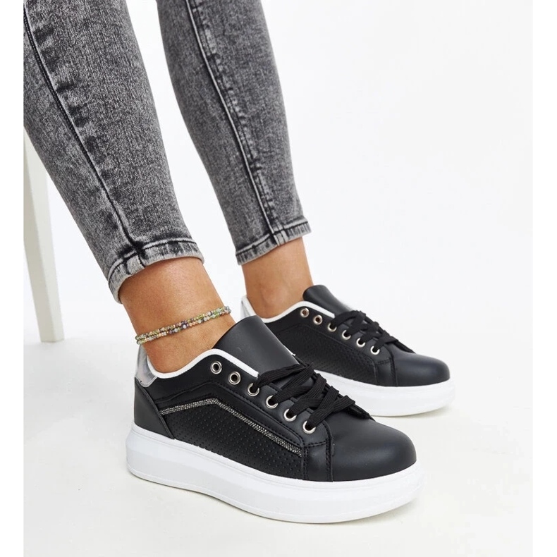 D/GMR Black sneakers with decorative Perica rhinestones 1