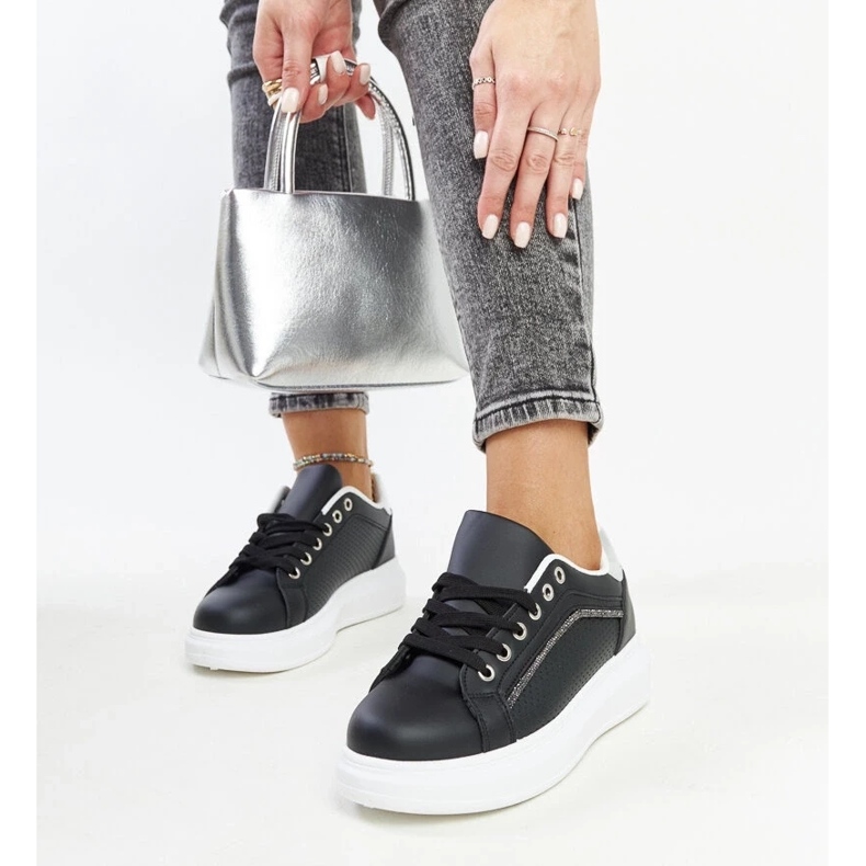 D/GMR Black sneakers with decorative Perica rhinestones 2