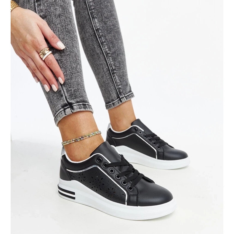 D/GMR Black openwork sneakers with Zorka glitter 1