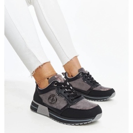 D/GMR Black and gray platform sneakers by Sinika 1