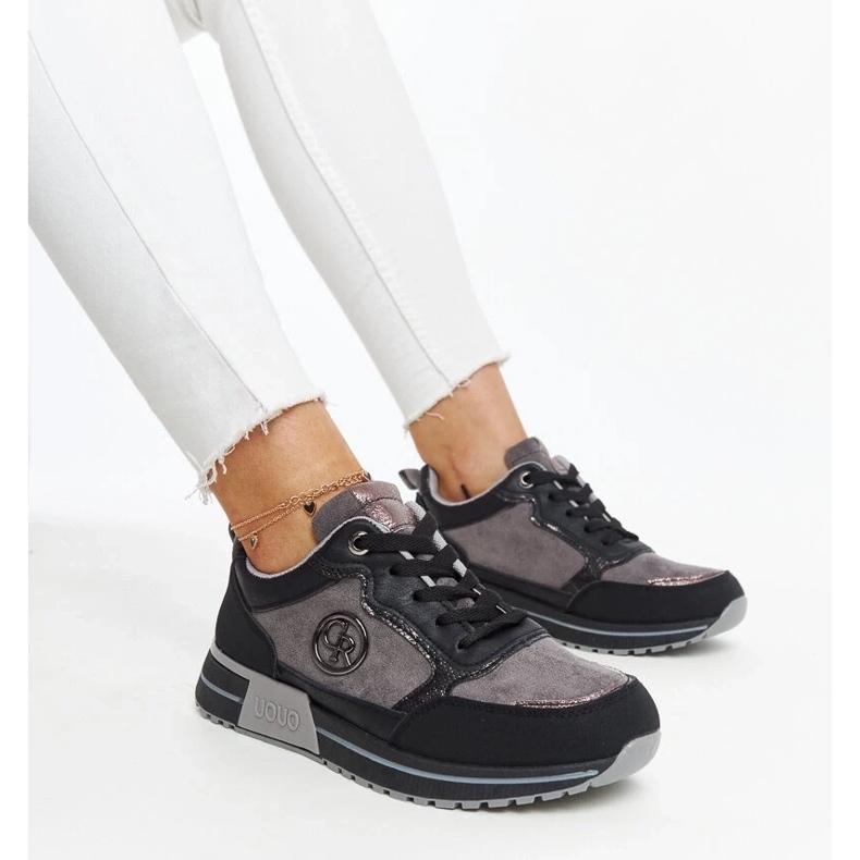 D/GMR Black and gray platform sneakers by Sinika 1