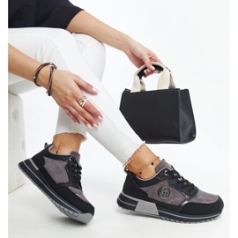 D/GMR Black and gray platform sneakers by Sinika 2