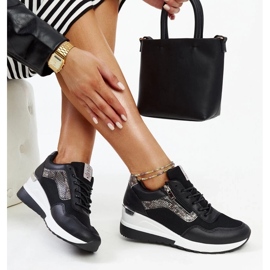 Black women's wedge sneakers by Cross Jeans 2