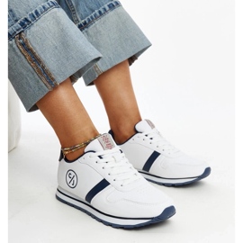White and navy blue women's sneakers by Cross Jeans 1
