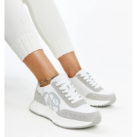 White and gray leather sneakers by Salimah 1 White and gray leather sneakers by Salimah 1