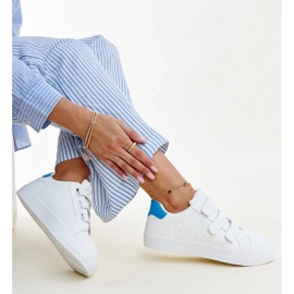 White and blue Velcro sneakers by Samala 2
