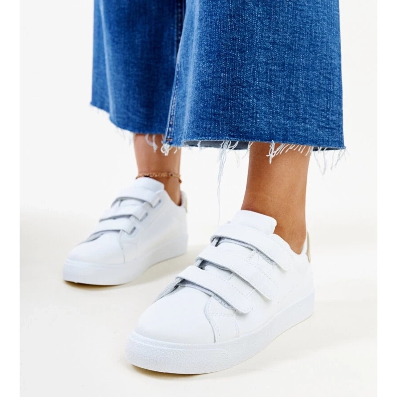 White and gold Samala velcro sneakers 2