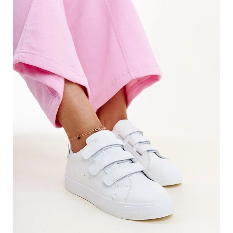 White and silver Velcro sneakers by Samala 1