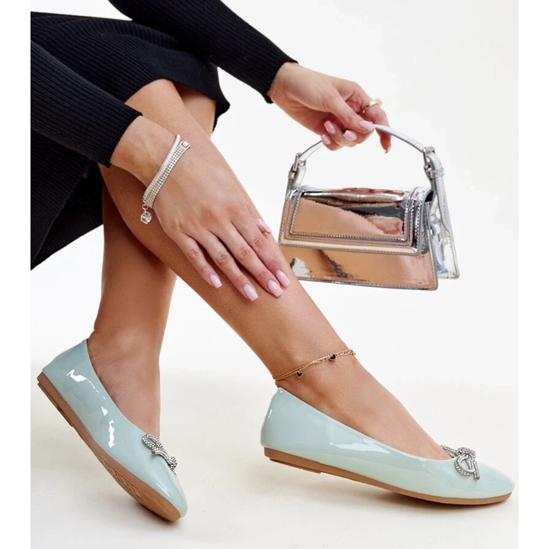Green patent ballet flats with a decorative bow from Totani 2