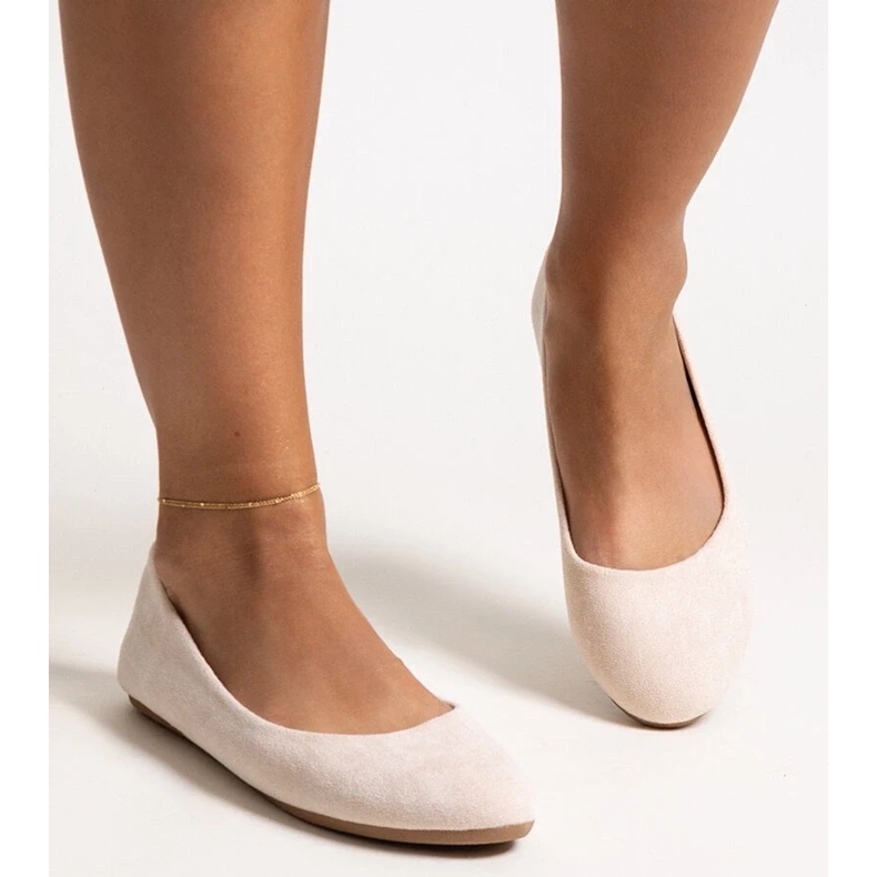 Light beige ballet flats made of Jala eco suede 2