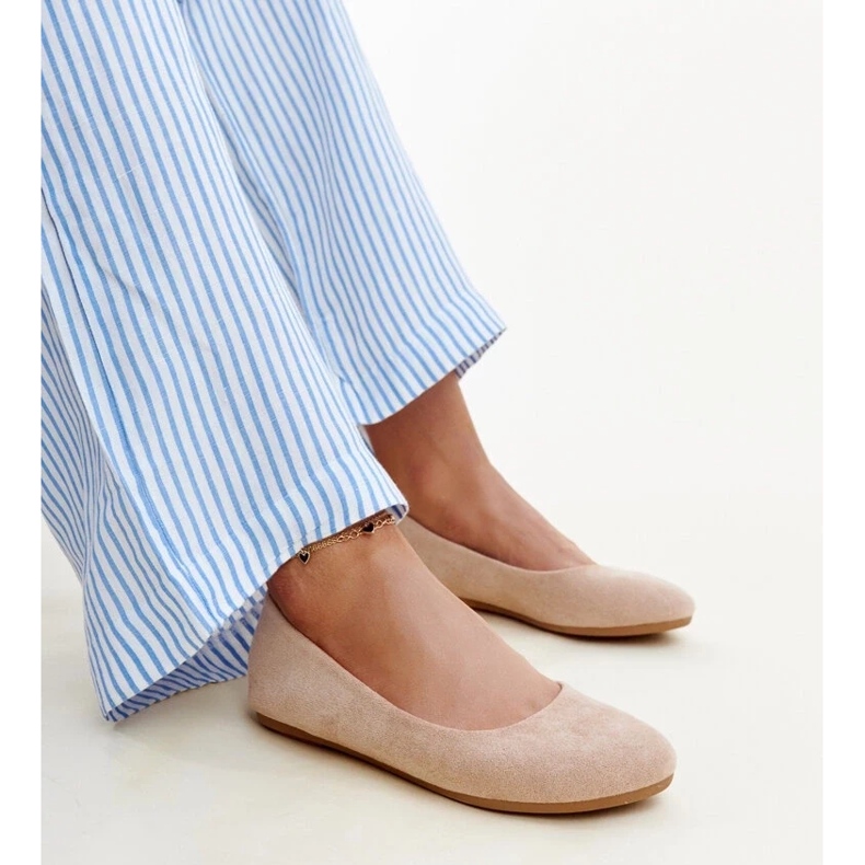 Beige ballet flats made of Jala eco suede 2