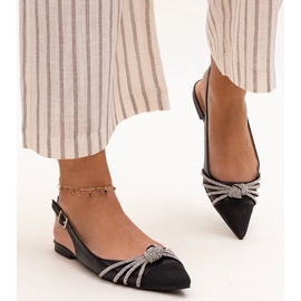 Ballet flats with a pointed toe and Sellar rhinestones black 2