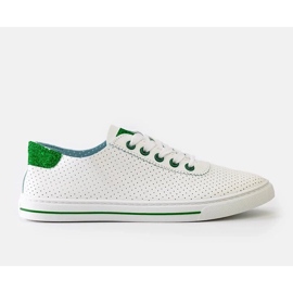 Women's white perforated sneakers lace -up sneakers 1 Women's white perforated sneakers lace -up sneakers 1