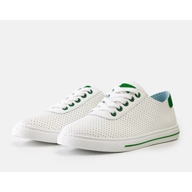 Women's white perforated sneakers lace -up sneakers 2 Women's white perforated sneakers lace -up sneakers 2