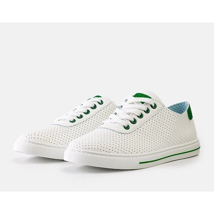 Women's white perforated sneakers lace -up sneakers 2 Women's white perforated sneakers lace -up sneakers 2