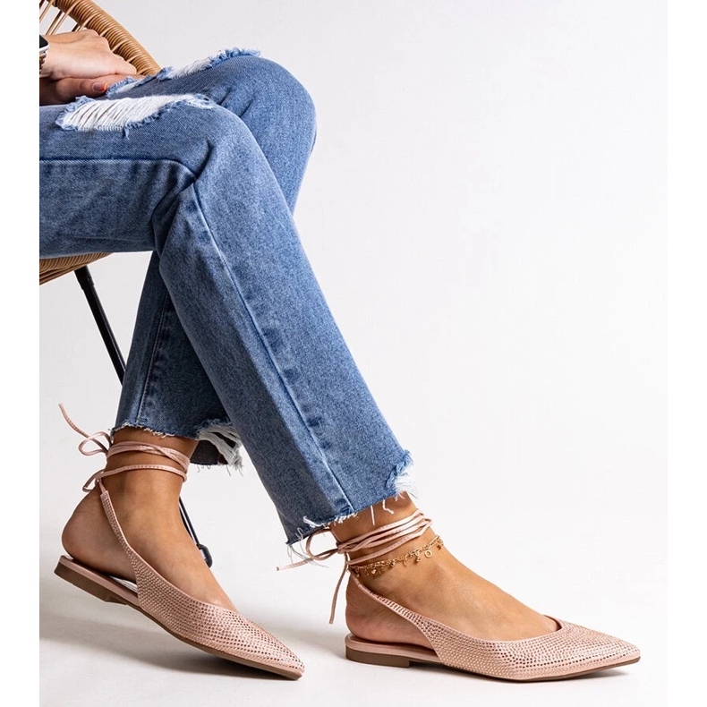 D/CEO Safine lace-up pink ballet flats with rhinestones 1