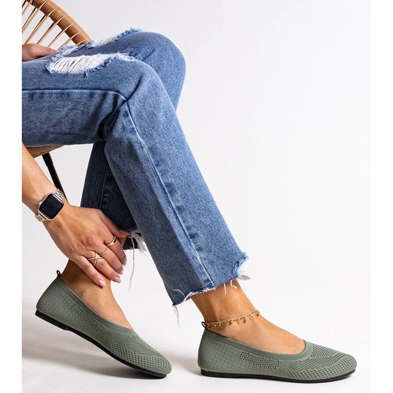 D/CEO Green fabric ballet flats from Yafia 1