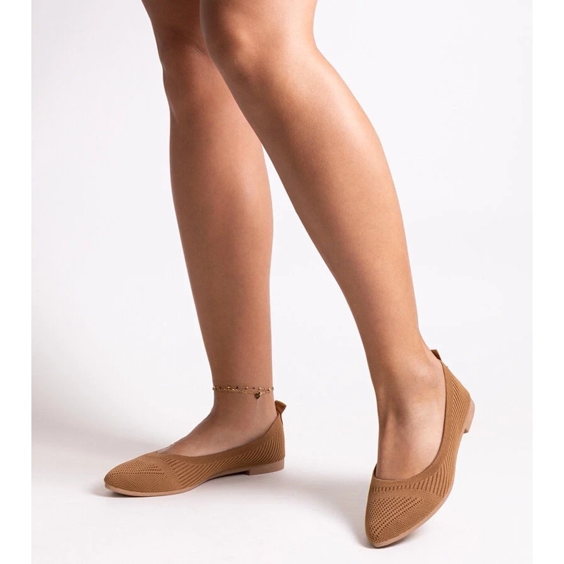 D/CEO Wendana fabric caramel ballerina shoes brown 2