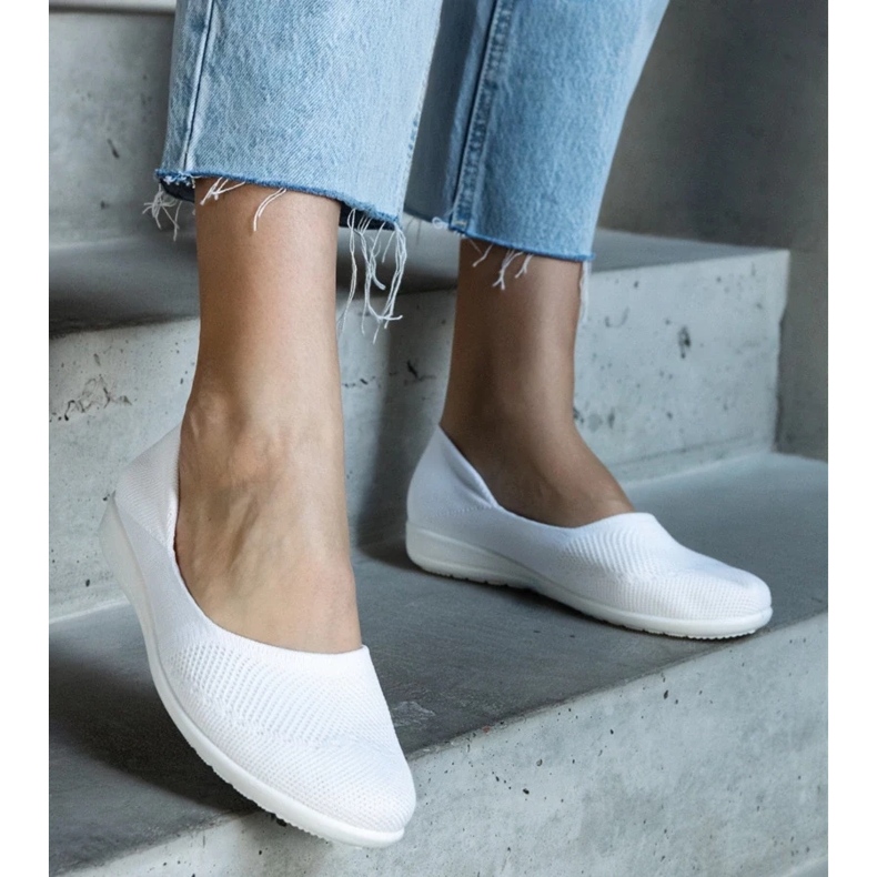 D/CEO Provencher white fabric ballet flats 1