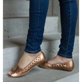 D/CEO Lore gold openwork ballet flats with open toe golden 2