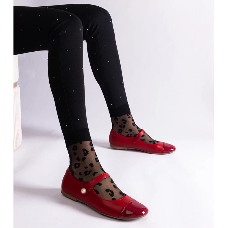 D/CEO Red ballet flats with a patent toe, fastened with Jaures Velcro 1