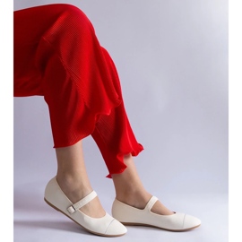 D/CEO White ballet flats with a matte finish, fastened with a Longhola buckle 1