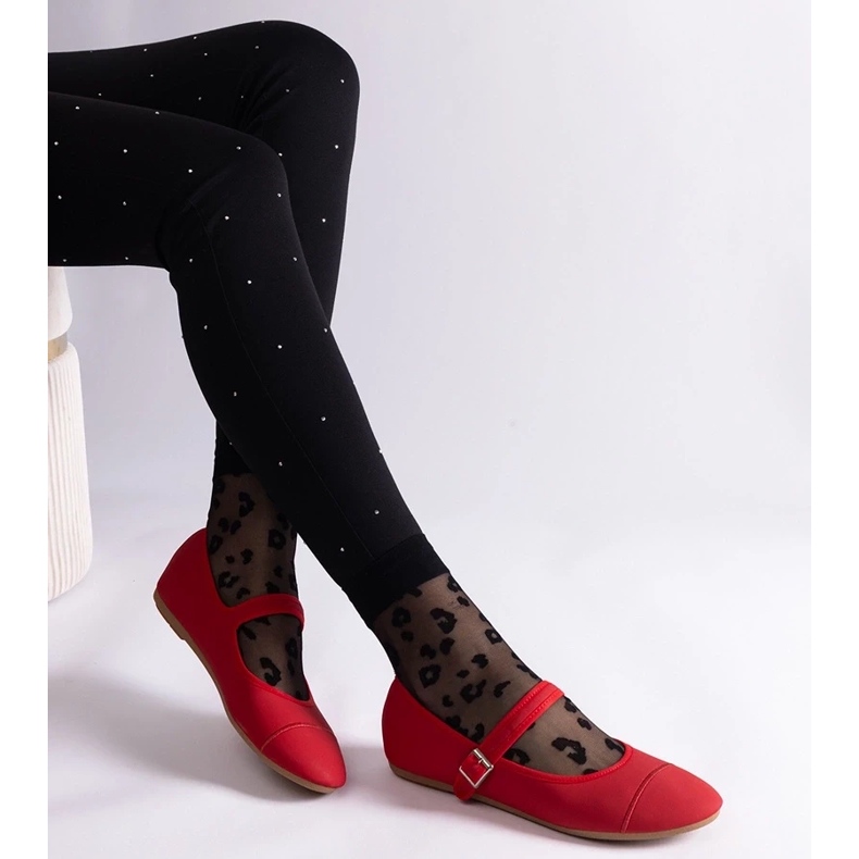 D/CEO Red ballet flats with a matte finish, fastened with a Longhola buckle 1