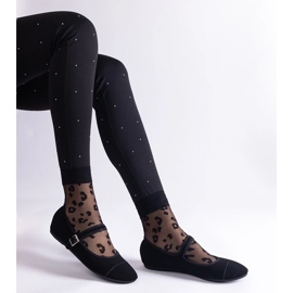 D/CEO Black ballet flats with a matte finish, fastened with a Longhola buckle 2