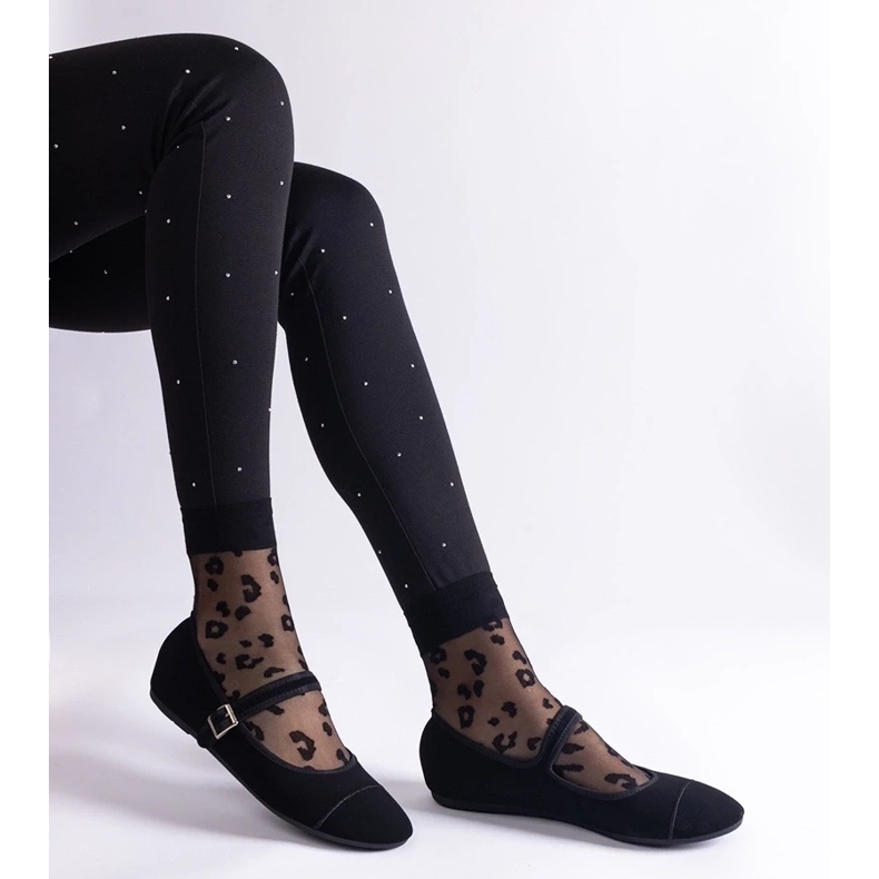 D/CEO Black ballet flats with a matte finish, fastened with a Longhola buckle 2