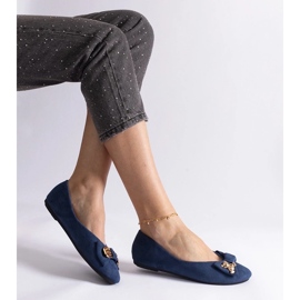 D/CEO Navy blue ballet flats decorated with an Esdras bow and brooch 1