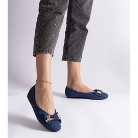 D/CEO Navy blue ballet flats decorated with an Esdras bow and brooch 2