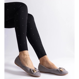 D/CEO Gray ballet flats decorated with an Esdras bow and brooch grey 1