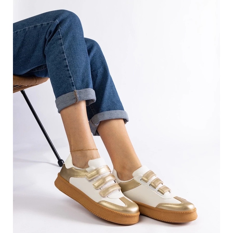 D/CEO Mena gold sneakers with Velcro fastening golden 1 D/CEO Mena gold sneakers with Velcro fastening golden 1