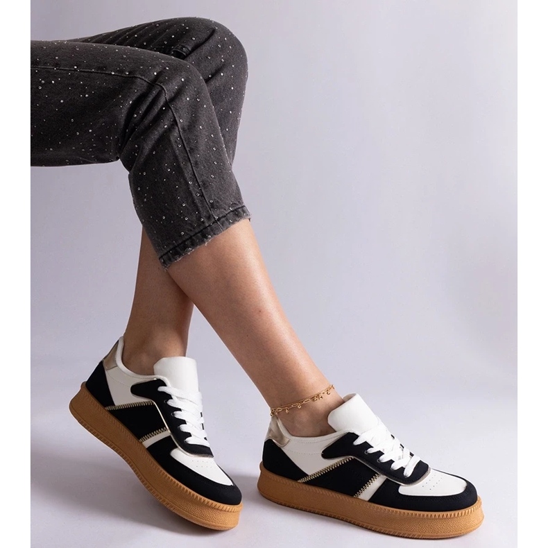 D/CEO Black lace-up sneakers with the Felicita platform 1