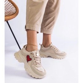 D/CEO Beige platform sneakers with a Martinez heart 2