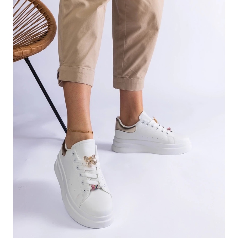 D/CEO White sneakers on the platform decorated with a butterfly arrangement 2