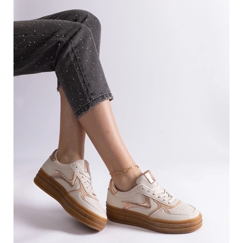 D/CEO Beige sneakers with a Quica rubber sole 1