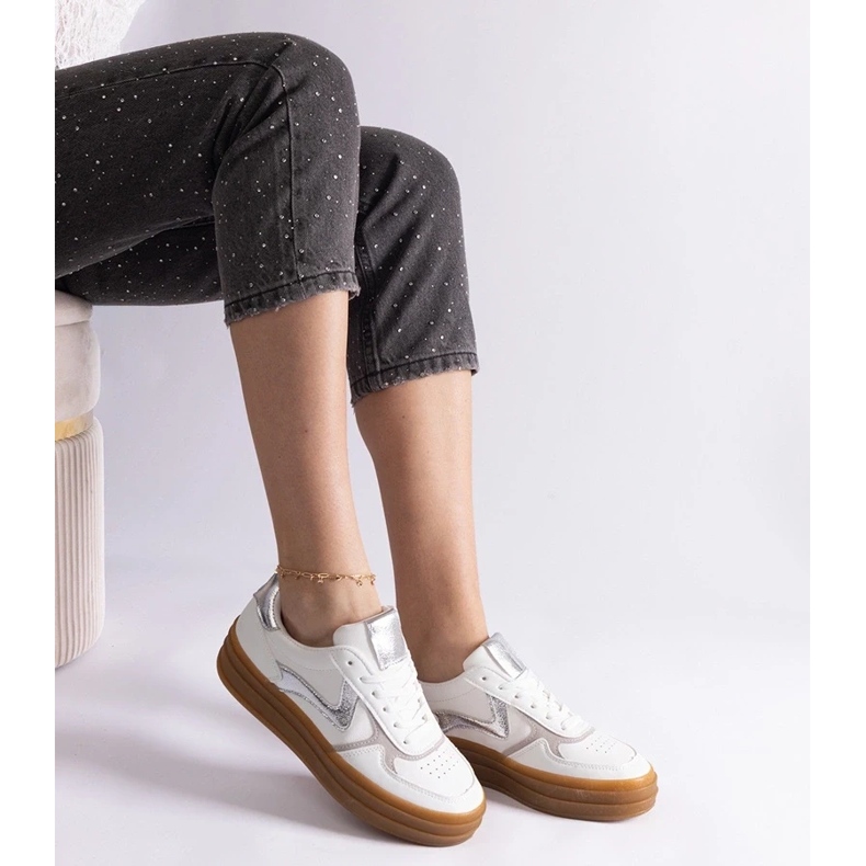 D/CEO White and silver sneakers with a Quica rubber sole 1