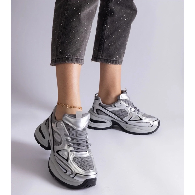 D/CEO Silver sneakers with a massive Adom sole 1