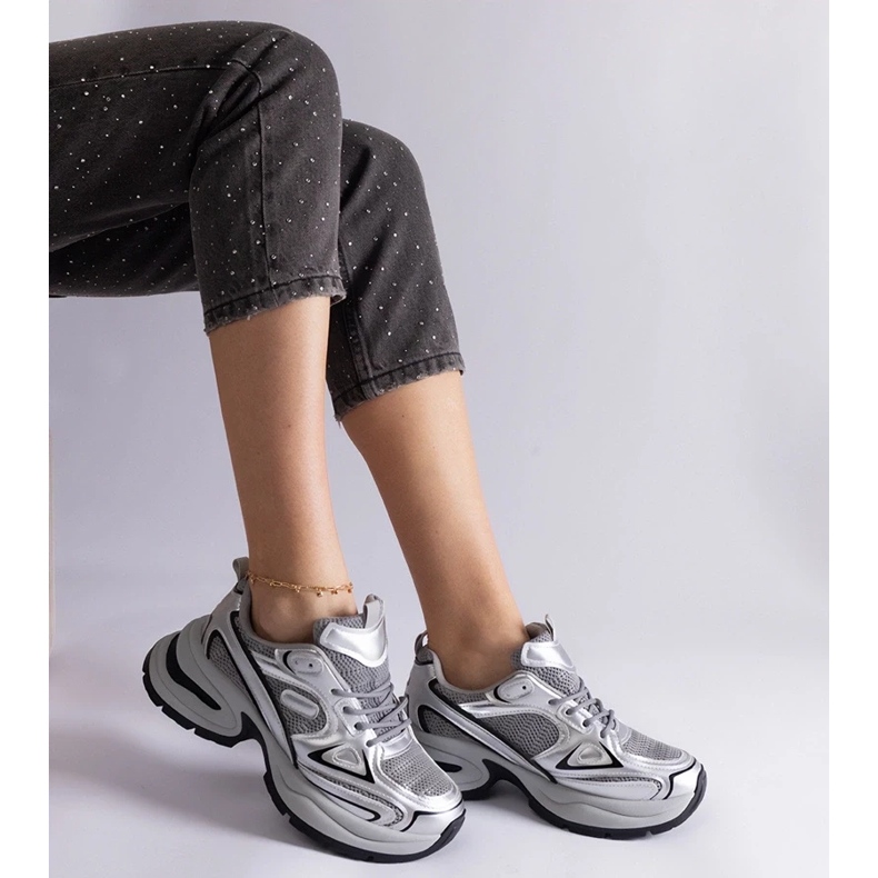 D/CEO Silver sneakers with a massive Adom sole 2