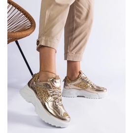 D/CEO Gold women's sneakers with glitter Caraballo inserts golden 2