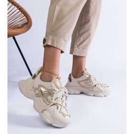 D/CEO Beige women's sports sneakers with a massive Lien sole 2
