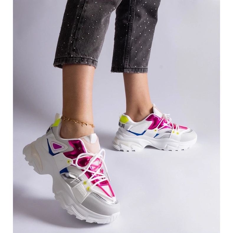 D/CEO White and pink Sulamita sports sneakers 1